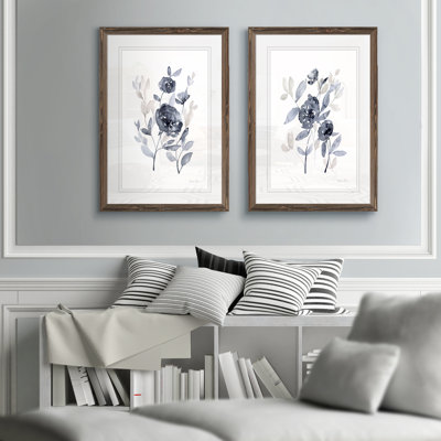 Peonies in Gray - 2 Piece Picture Frame Painting Print Set