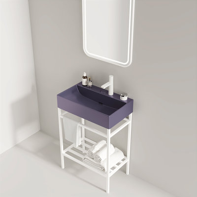 Meuble-lavabo 24 po avec lavabo en céramique sans robinet