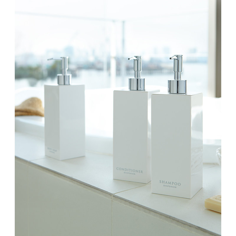 White ABS Plastic Square Body Soap Dispenser with Stainless Steel Pump