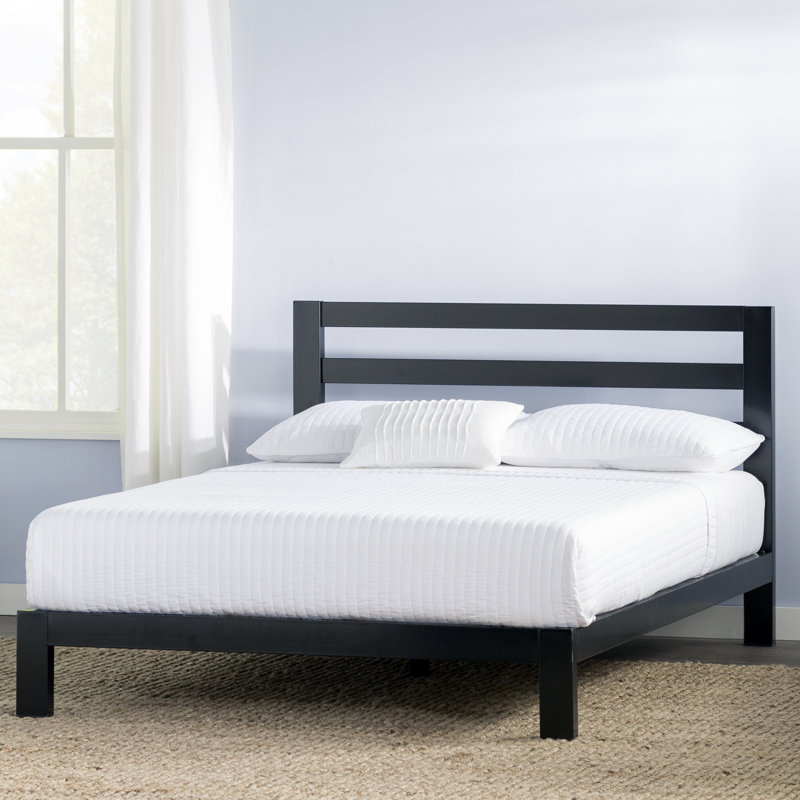 Gastelum Modern Metal Bed Frame with Slatted Headboard, Kingsize (5')