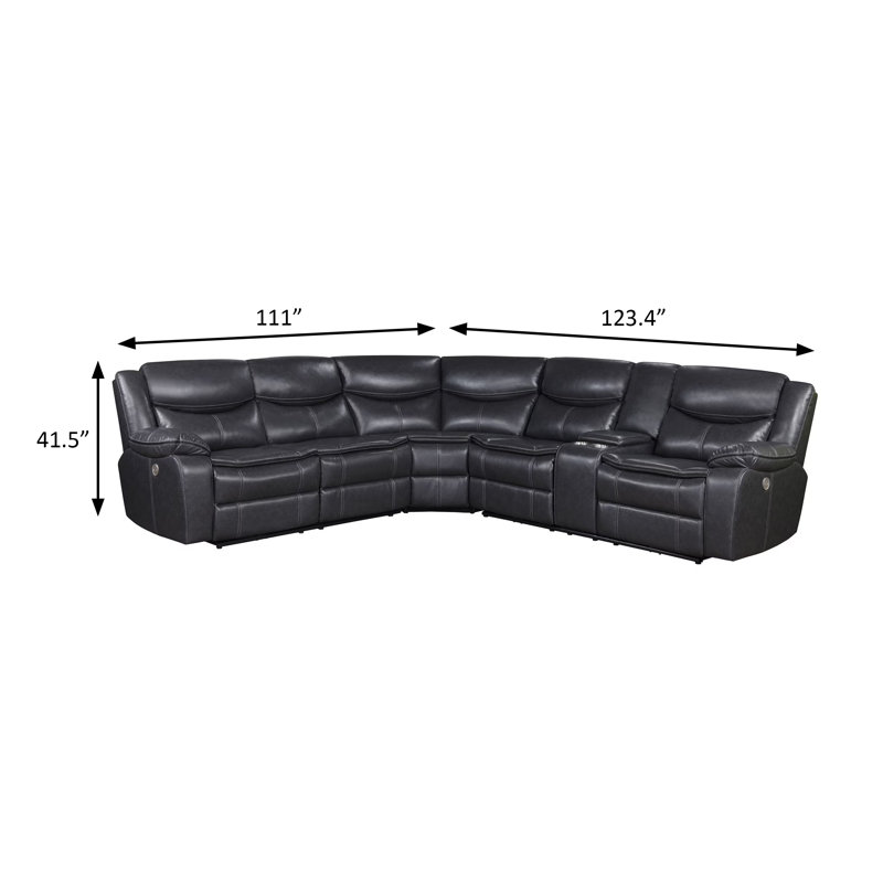 123.4" W Transitional Sectional, Dark Gray, Gray