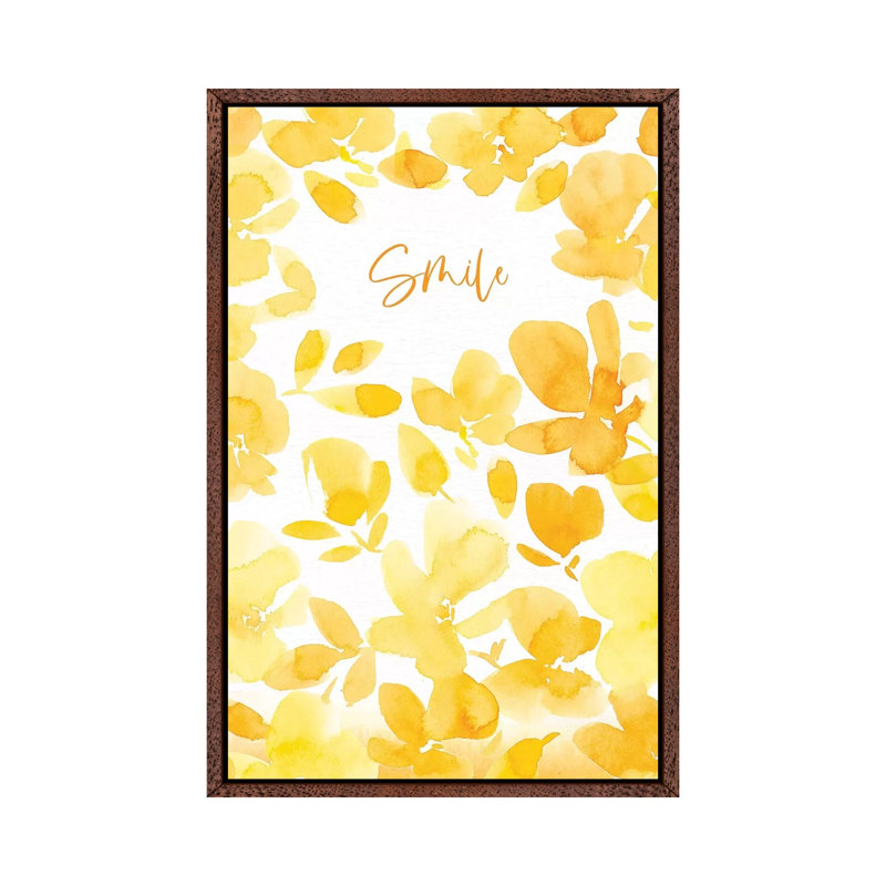 Smile 1 Piece Wall Art on Canvas, 66.04cm H x 45.72cm W x 3.81cm D, Classic Brown Wood Floater Framed