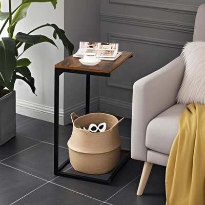 Table de bout en forme de C Hufsah, table de bout pour ordinateur portable, acier, pour chambre à coucher de salon, industriel