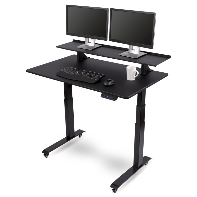 Adjustable Metal Base Standing Desk, Black, 60.6" H x 47.25" W x 29.5" D