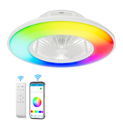 22" Low Profile Ceiling Fan With Light and Remote, Flush Mount Enclosed Ceiling Fan With APP Control