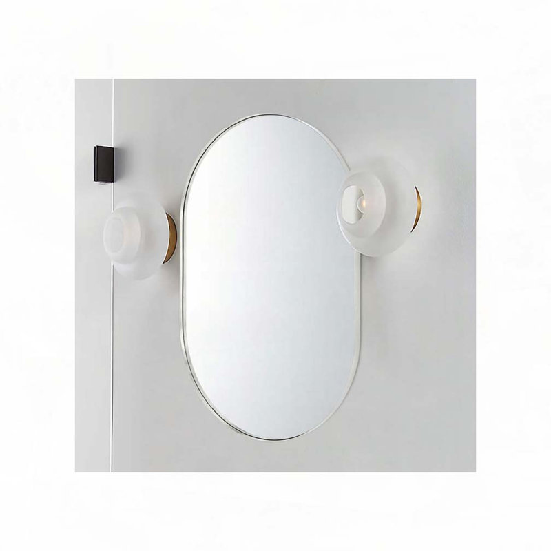 Miroir ovale en métal, Doré, 33 po x 20 po