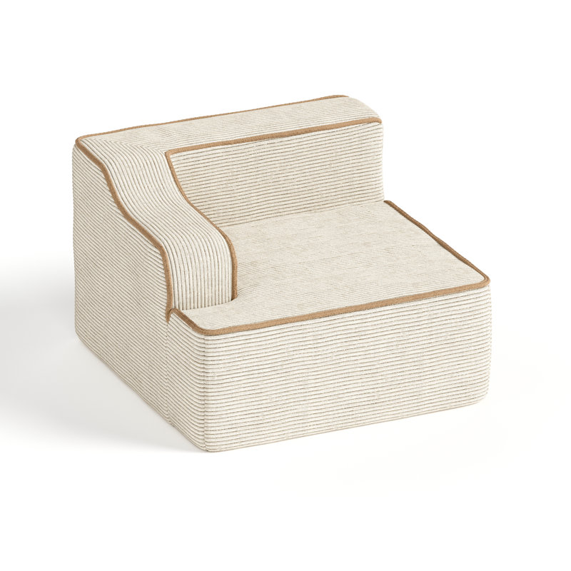Canapé beige avec accoudoir gauche et un coussin, Beige