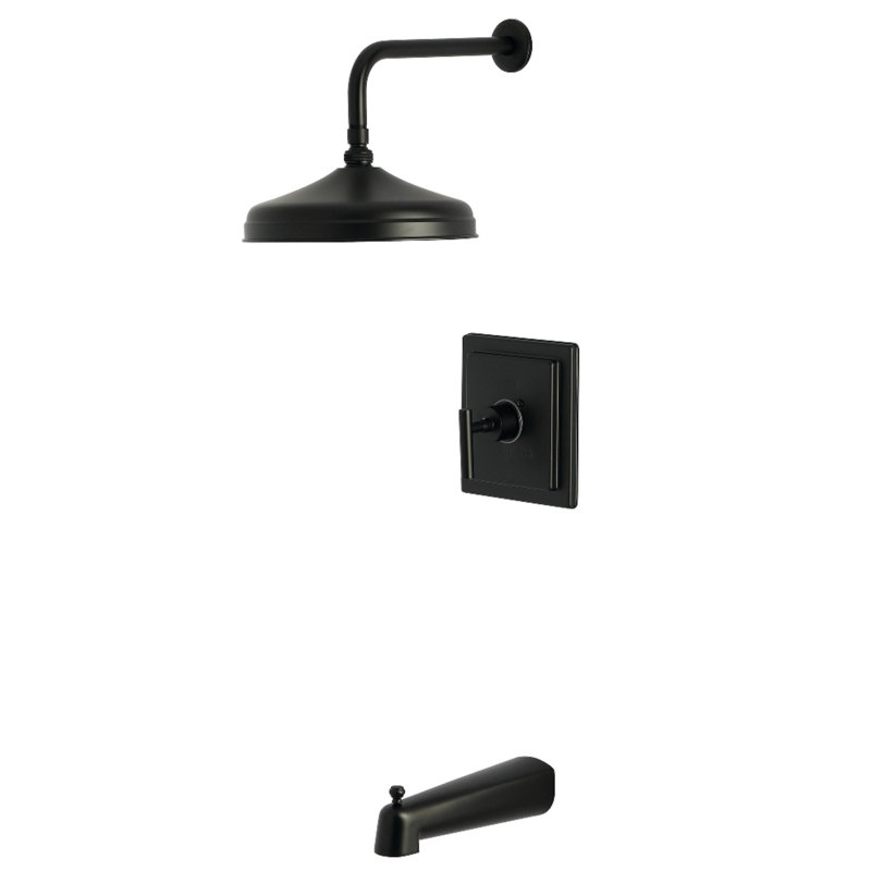 Robinet de baignoire et de douche à pression équilibrée à poignée simple Kingston Brass, Noir mat