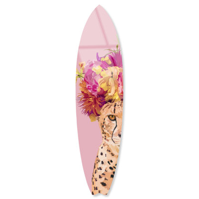 «Flower Queen», planche de surf acrylique, art mural côtier par Notoriart