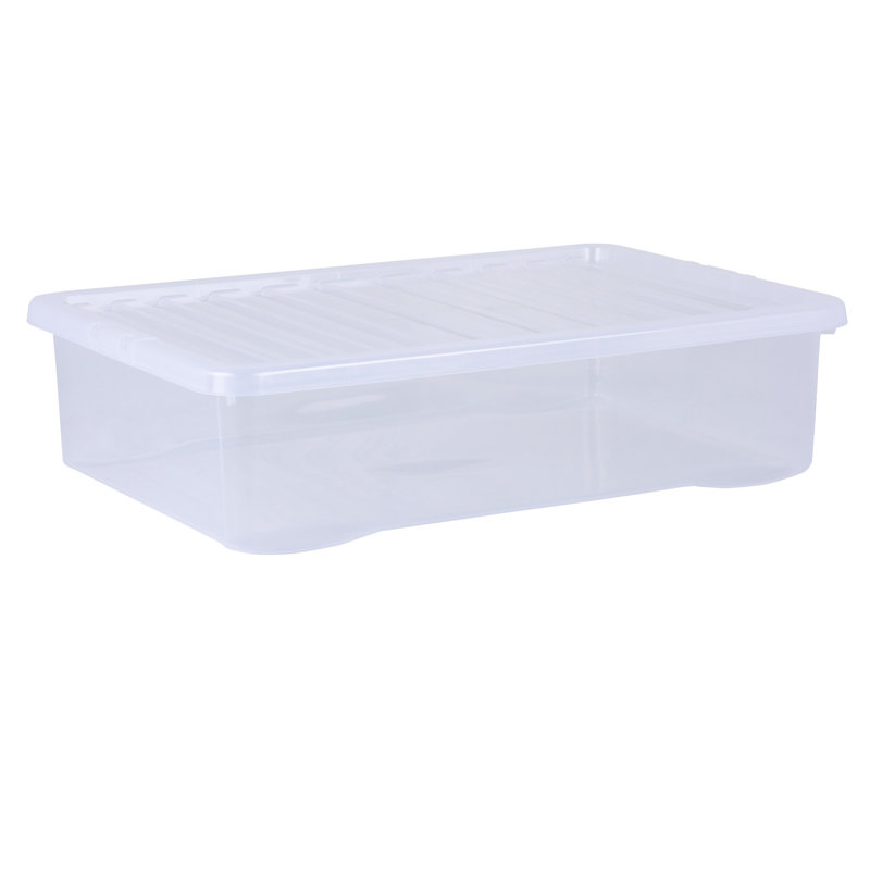 Wham Crystal 46L Plastic Storage Box Pack of 4 Clear
