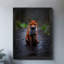 Art encadré noir, renard roux chic et mystérieux, impressions de style rétro-605343447