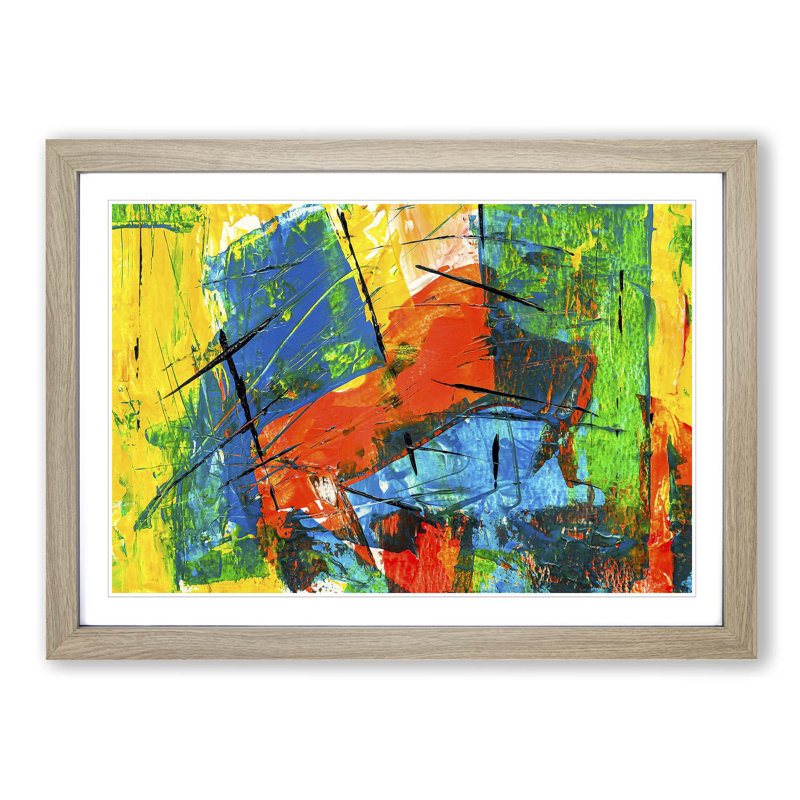 Abstract Art Painting Vol.185 by S.Johnson - Picture Frame Painting Print, Oak Framed, 62cm H x 87cm W x 2cm D