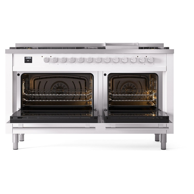 Cuisinière à double combustible ILVE Professional Plus II 60, 8 brûleurs scellés, plaque chauffante, Couleur RAL