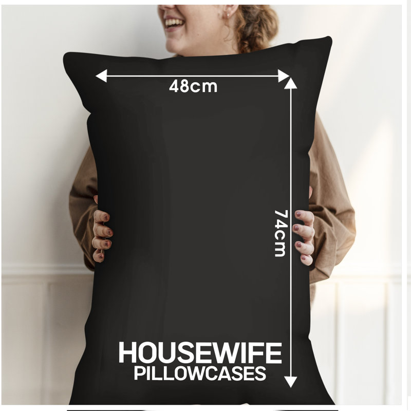 Premium Housewife Pillowcases Solid Colour Polycotton Material 50x75cm Size Easy Care Machine Washable Bedding, Black