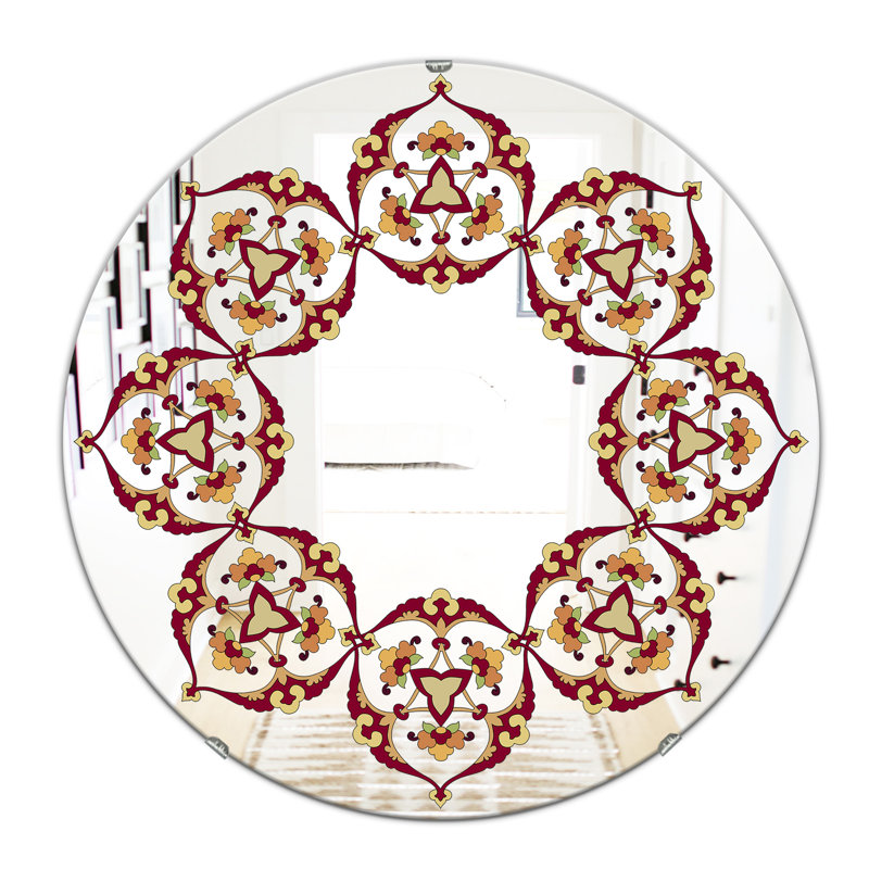Miroir d'appoint bohème et éclectique, H 23,6 po x l 23,6 po