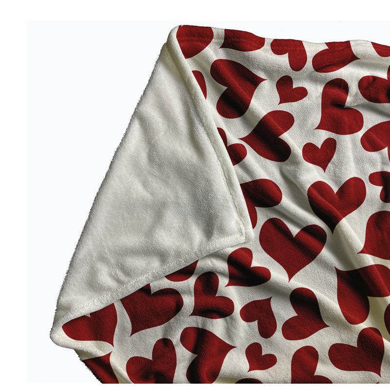 Patterned Hearts Valentine's Day Throw Blanket, 60" W x 80" L, Valentines Red