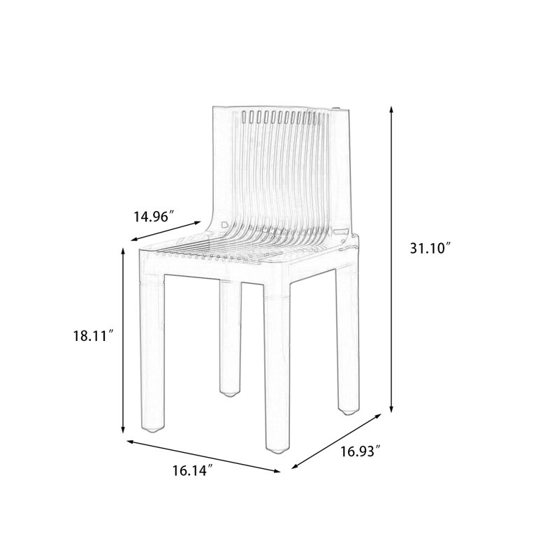 White Slat back side Chair(Set of 2), Yellow, Yellow