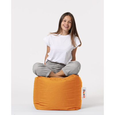 Stylish Orange Garden Pouffe, 17.7 x 17.7 x 17.7 inches | 100% Original Bead Styrofoam Filling, 100% Waterproof Polyester Fabric | Modern Solid Color Design, Perfect for Outdoor Entertaining & Relaxation