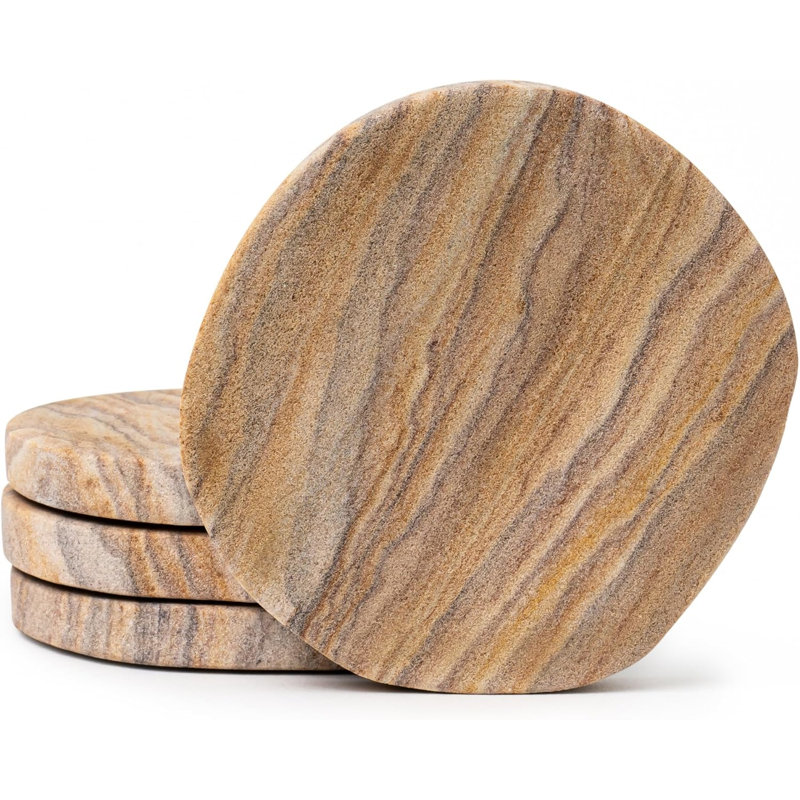 Sous-verres en grès naturel avec support souple, sous-verres ronds rustiques pour table basse