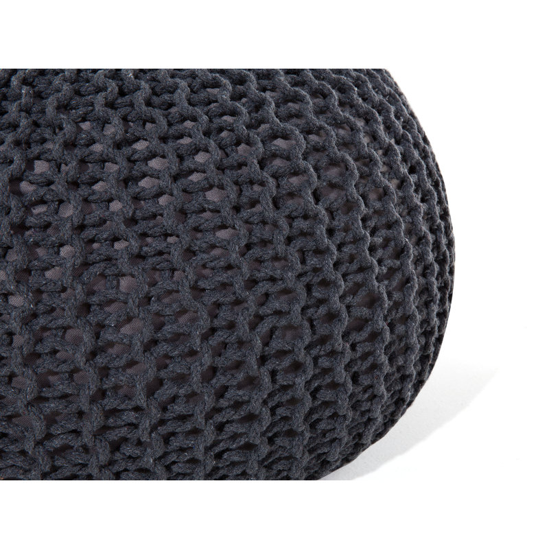 Arne 50cm Wide Round Pouf Ottoman, Dark Grey