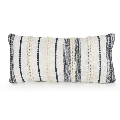 Striped Textured Cotton Geometric 7.5" Throw Pillow