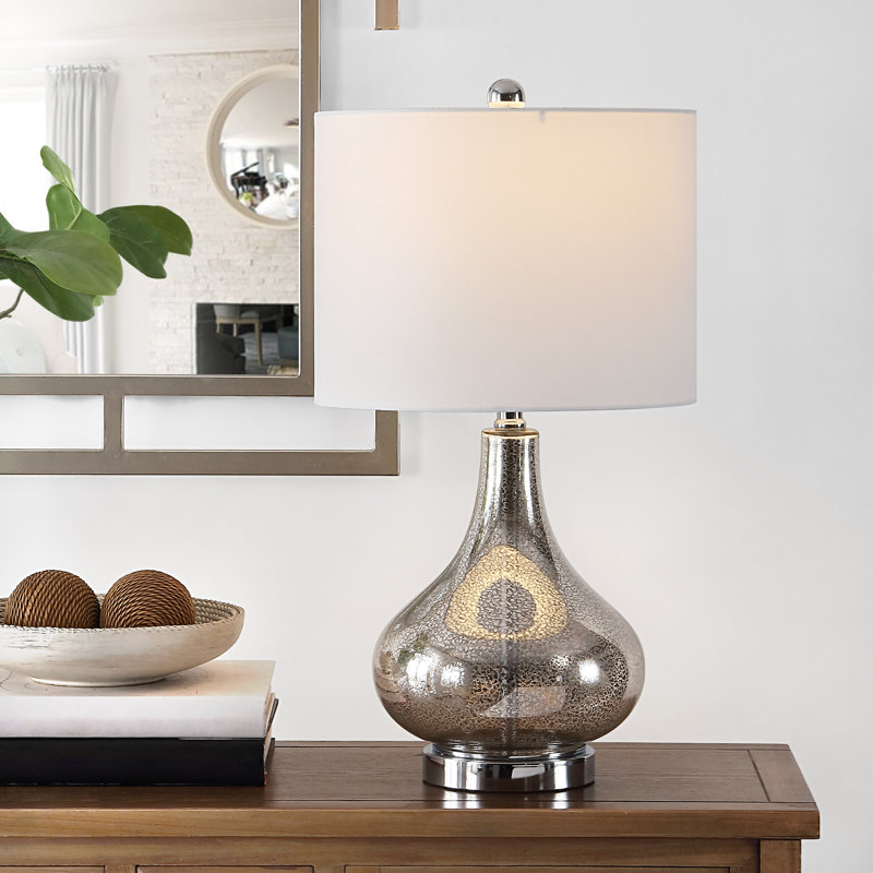 Glass Table Lamp, Silver