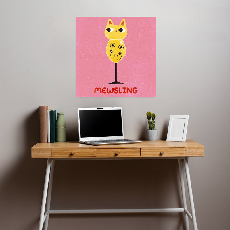 Art contemporain rétro, art de chat, H 18 po x l 18 po
