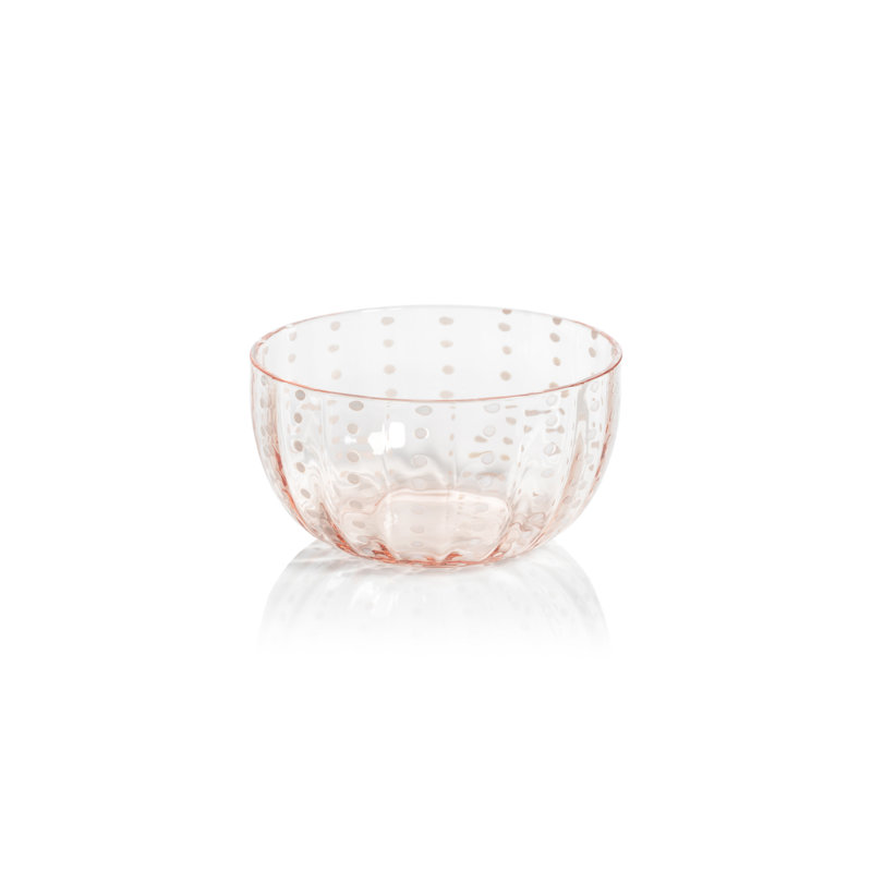Ensemble de 4 bols en verre à condiments Dalley White Dot, Rose