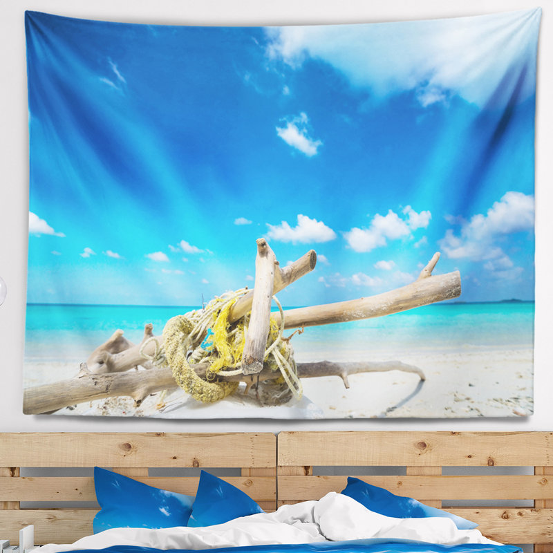 Tapisserie de plage de sable blanc deadwood sur pied, H 32 po x l 39 po