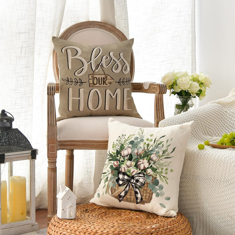 Bless Our Home Farmhouse Eucalyptus Leaves Throw...