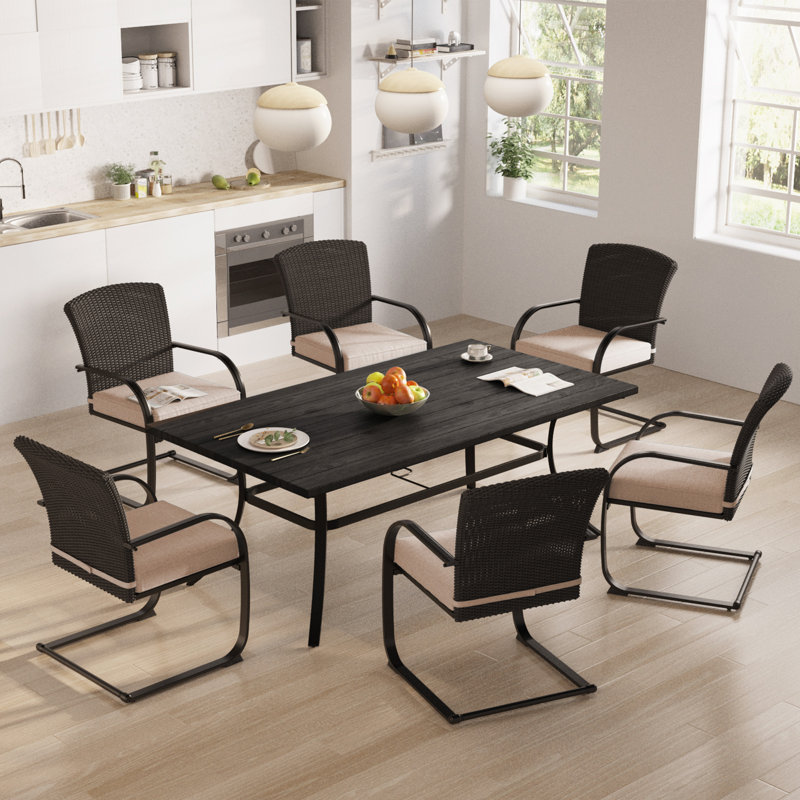 Gregoy 6 - Person Extendable Four Leg Dining Set, Beige