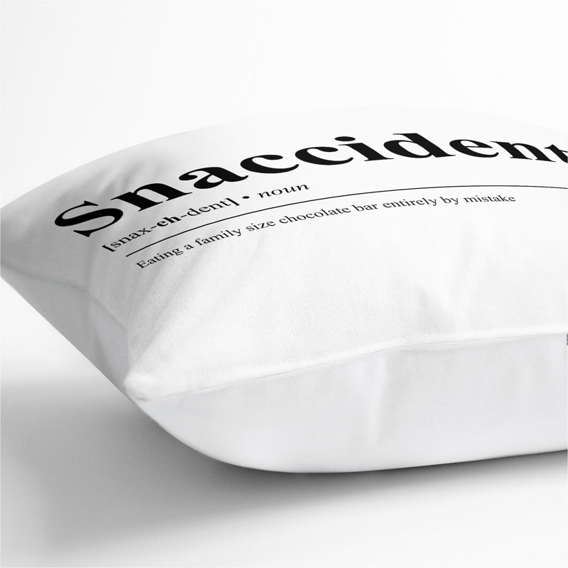 Snaccident Square Throw Cushion, White, 40cm H x 40cm W x 15cm D