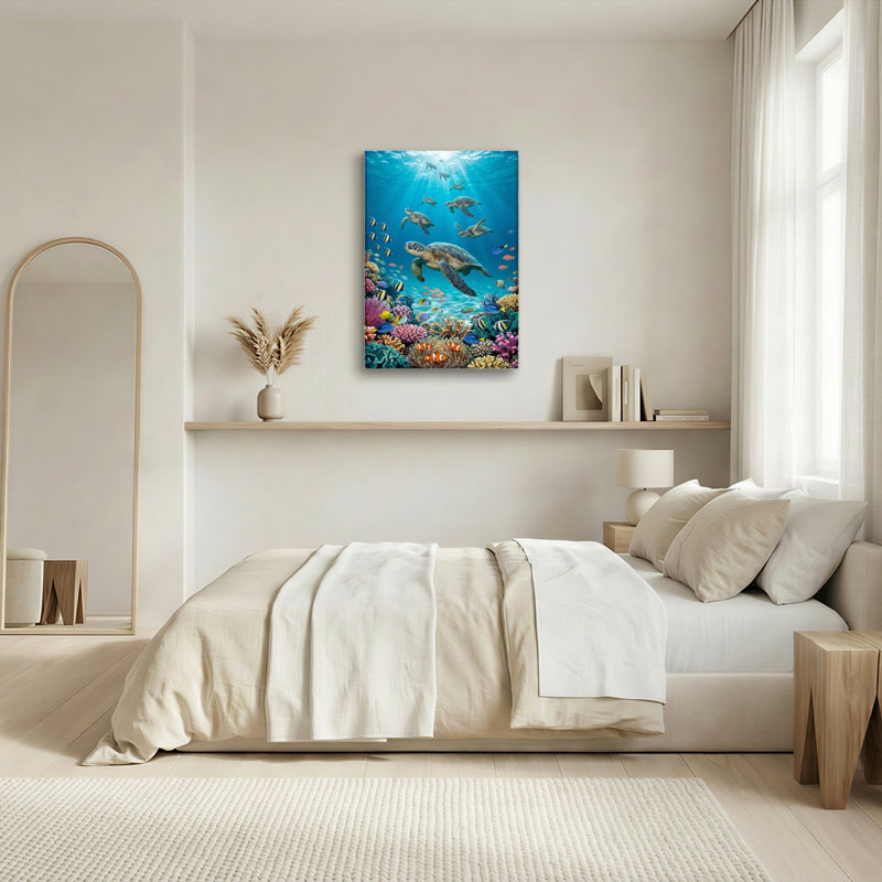 Ensemble de 1 tableau sur toile représentant une tortue marine, 24"H x 18"W, Wrapped Canvas