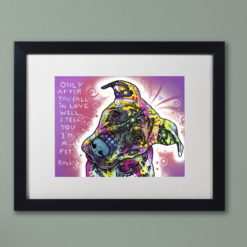 « i is a pit bull », reproduction d’art sur toile encadrée, H 11 po x l 14 po x P 0,5 po, Blanc