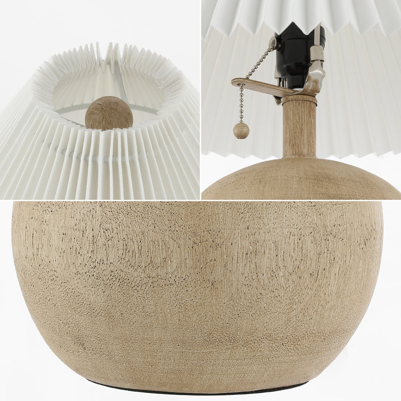 Lampe de table en résine Inaki, Naturel, Blanc