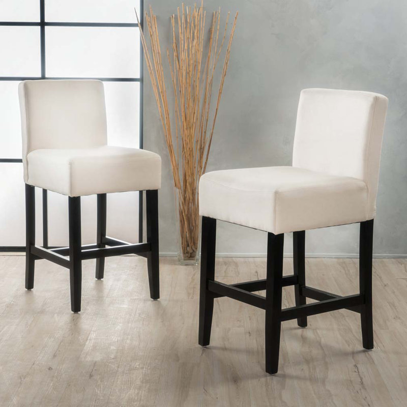 Tabouret de bar en tissu avec structure en bois massif, Beige