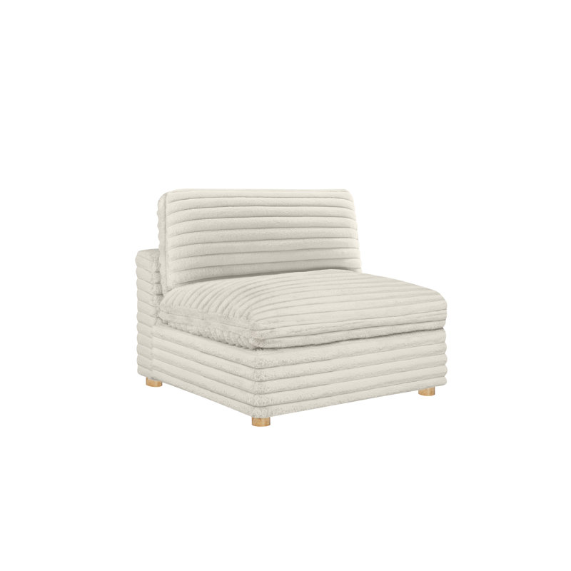 Chaise sans accoudoirs modulaire en velours côtelé, Beige