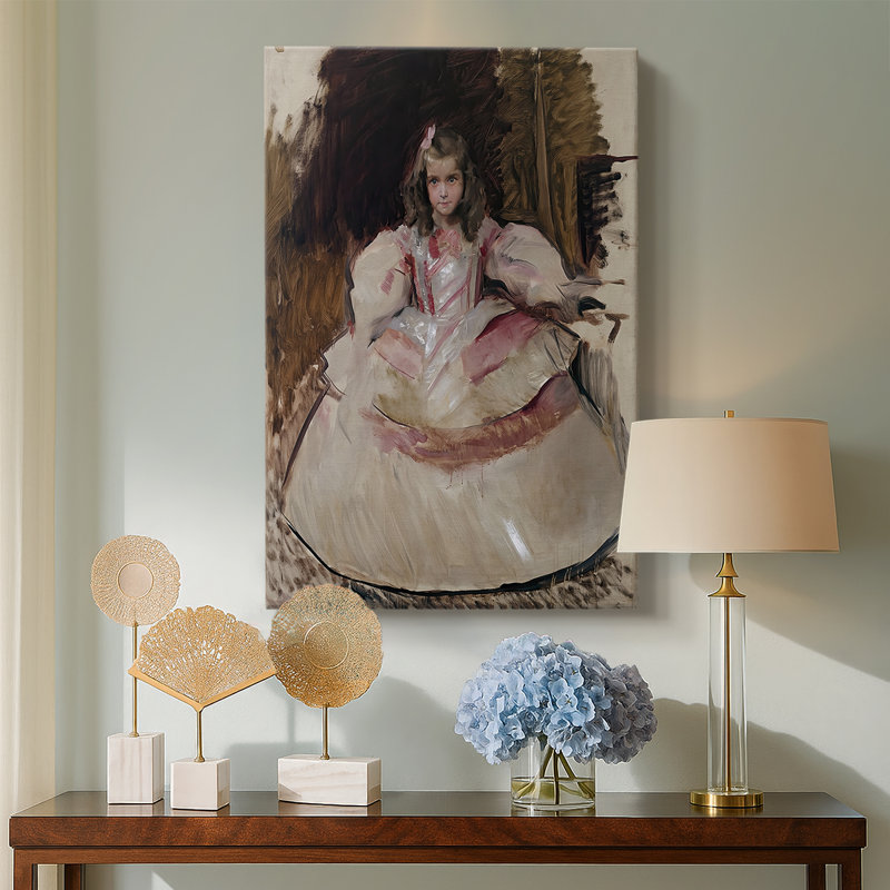 Maria de Figueroa habillée en menina - Toile tendue avec châssis par Joaquin Sorolla y Bastida, 24 po x 36 po