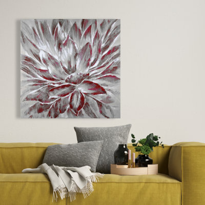 Toile à fleurs rouges et grises | Élégante décoration intérieure