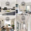 Lustre noir 19 po pour la salle à manger, lustre de ferme moderne à 5 lumières avec cage géométrique suspendue à tambour réglable pour îlot de cuisine-783304738