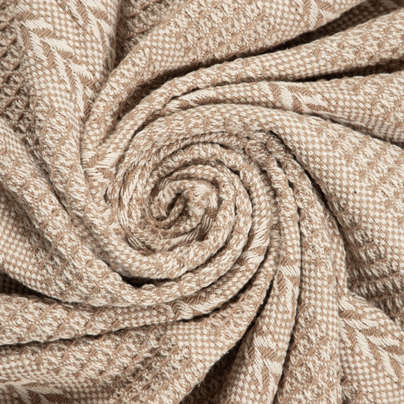 Jeté 100% coton, Beige / Ivoire