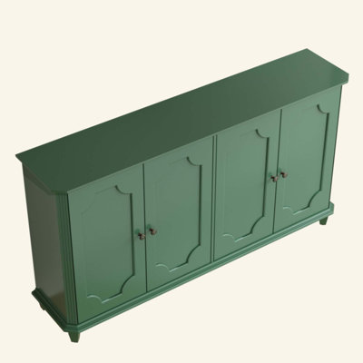 Buffet Farmhouse Buffet, crédence de rangement rétro à 4 portes avec portes à panneaux surélevées courbées décoratives, armoire de rangement large fermée pour vestibule, salon, cuisine