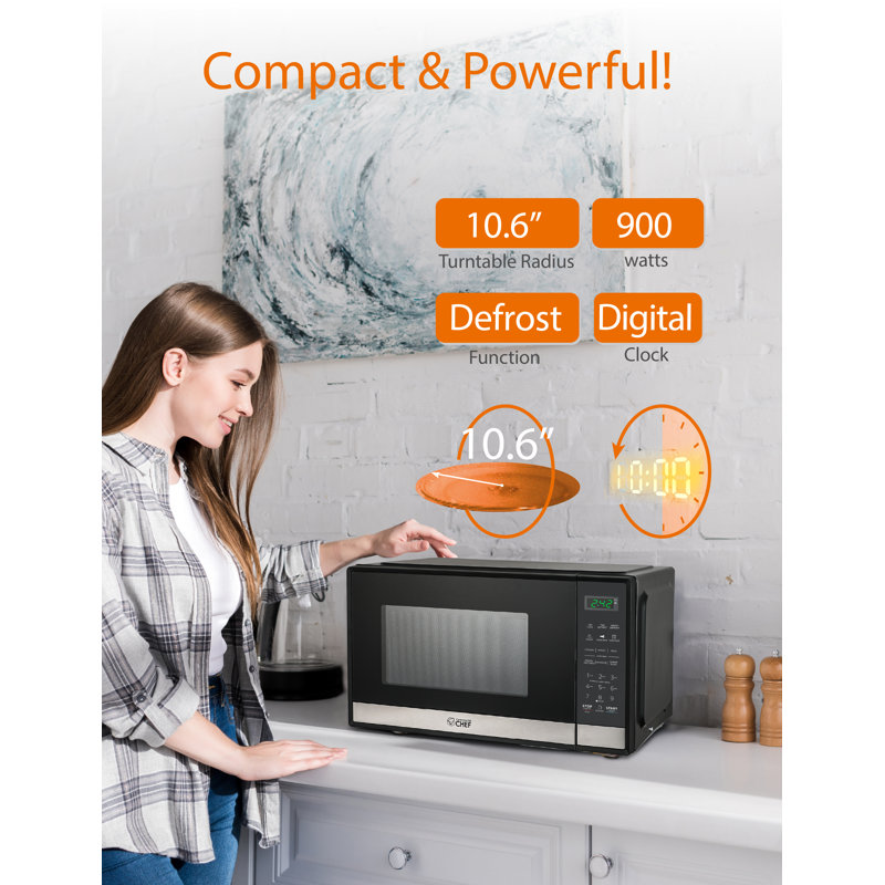 Commercial Chef 0.9 Cubic Feet 900 Watt Countertop Microwave