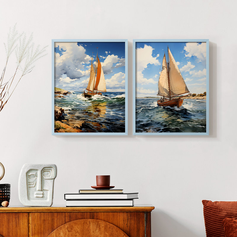NAUTICAL Series CCCCXVII - Reproduction encadrée de qualité supérieure - prête à être accrochée - aucun clou requis - aucun clou requis