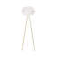 Lampe sur pied moderne en plumes avec base de trépied, abat-jour en plumes blanches et finition dorée pour le salon, la chambre à coucher ou la salle à manger