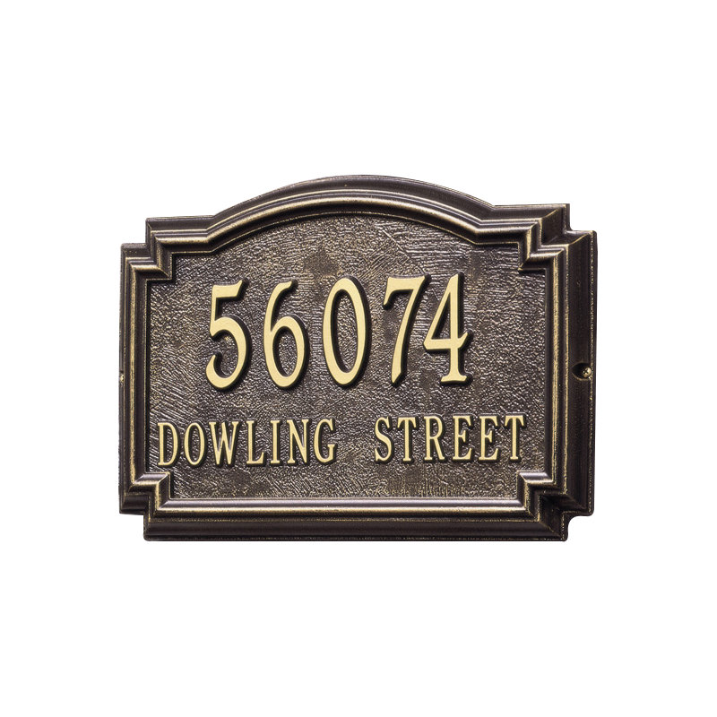 Williamsburg 2-Line Address Plaque, Yes, Bronze/Gold