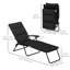 Chaise longue pliante avec coussin, dossier réglable, noir