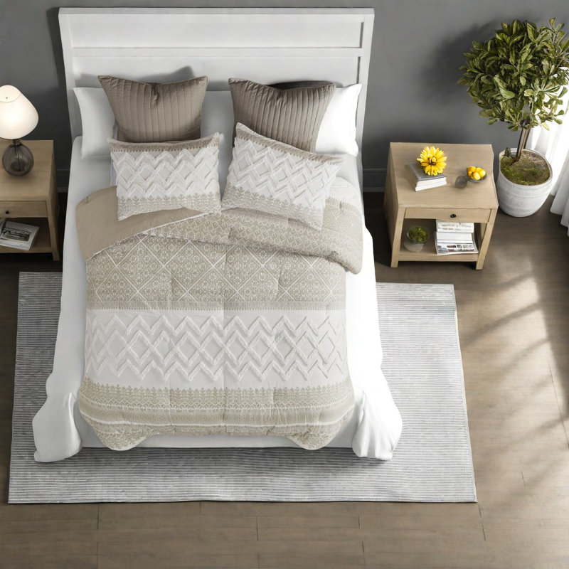 Farmhouse Cotton Bedding Set, Tufted Comfort, King Size, Home Decor