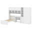 Lit plateforme polyvalent en bois avec bureau, garde-robe, armoires et tablettes de présentation-1537620260