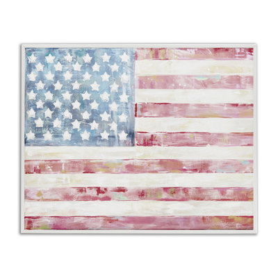 Patriotic Brushed Flag Framed Giclee Art by Jenny Westenhofer